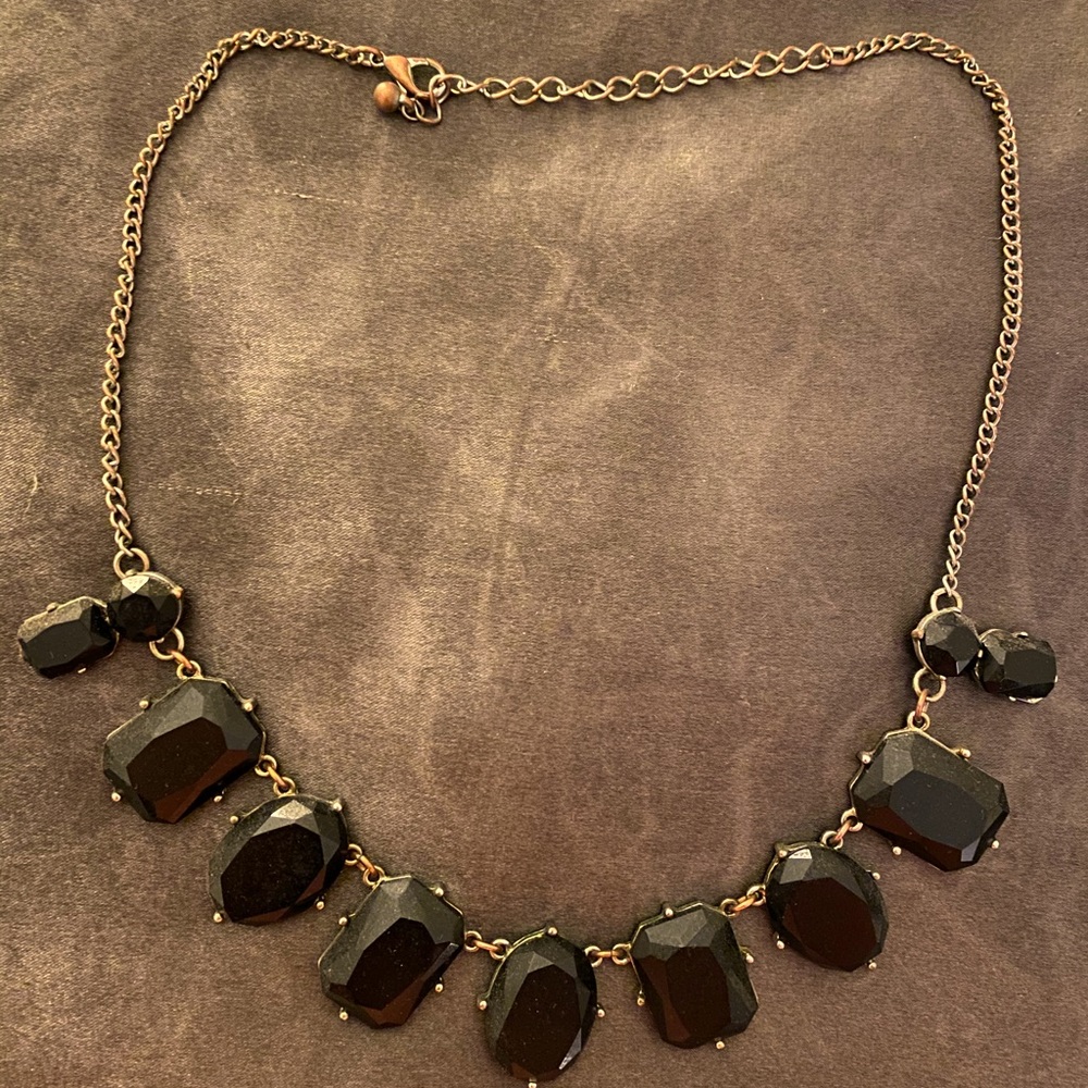 Black and Gold Jeweled Statement Necklace